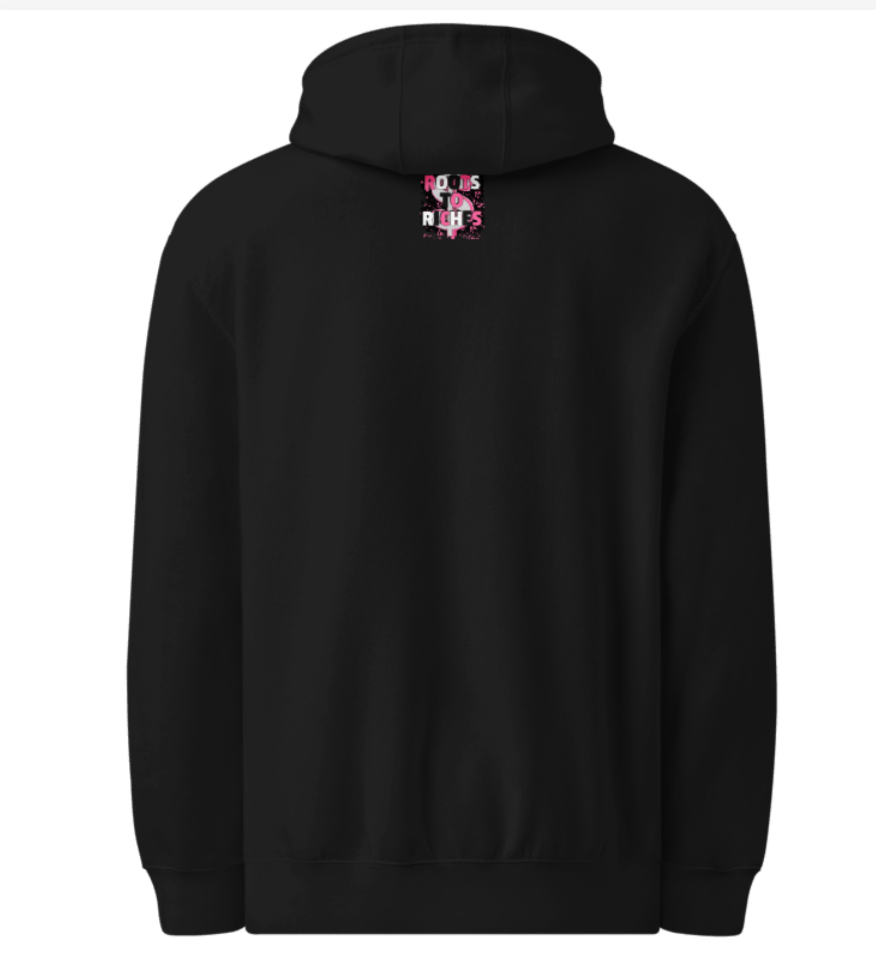 Roots to Riches Hoodie – Pink & Black Luxe Streetwear