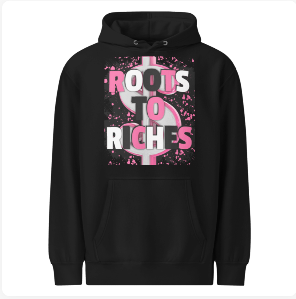 Roots to Riches Hoodie – Pink & Black Luxe Streetwear