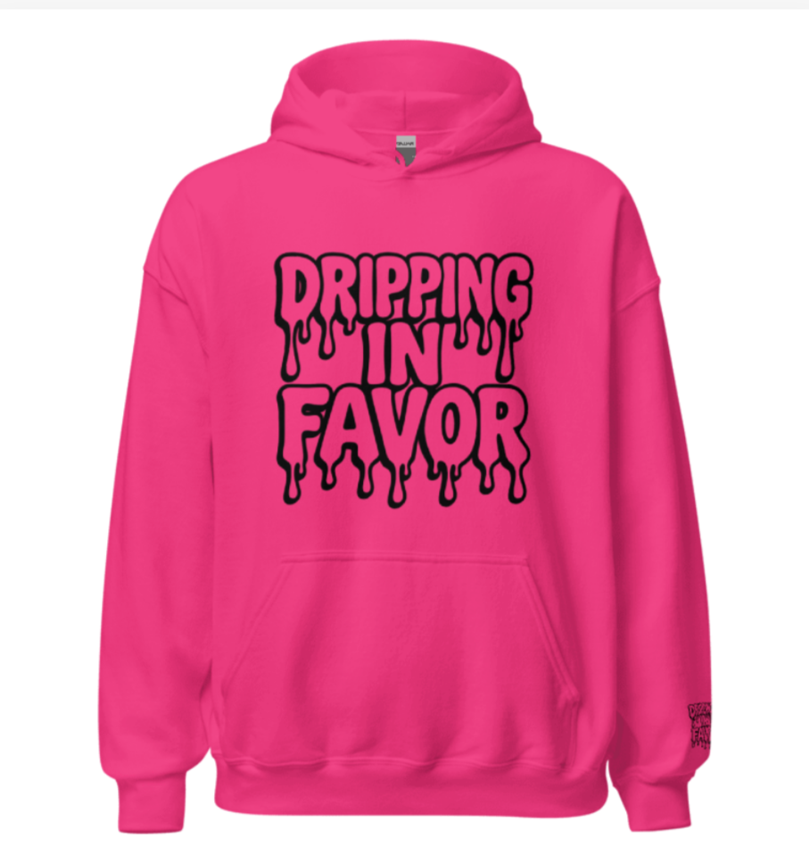 Dripping In Favor Hoodie – Bold Bubble Letter Drip Design