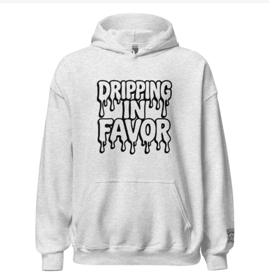 Dripping In Favor Hoodie – Bold Bubble Letter Drip Design
