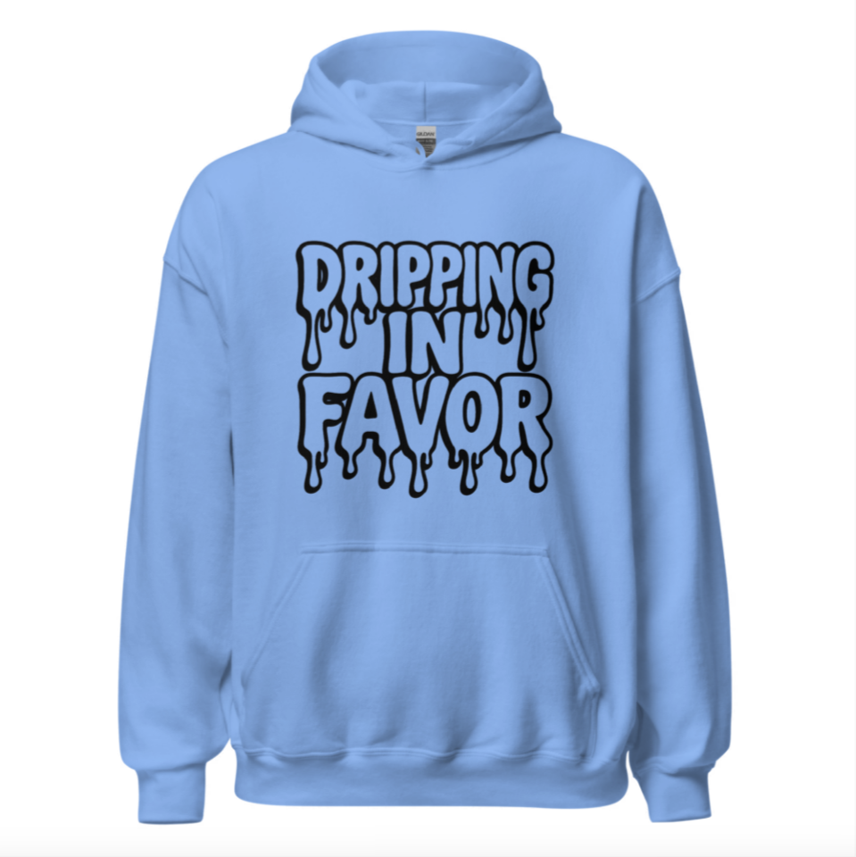 Dripping In Favor Hoodie – Bold Bubble Letter Drip Design