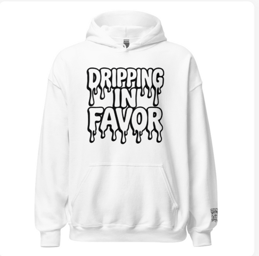 Dripping In Favor Hoodie – Bold Bubble Letter Drip Design
